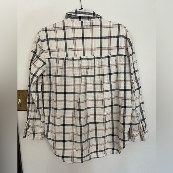 Anthropologie Pilcro Buttondown Plaid Shirt in Neutral Motif Size Small - Picture 9 of 10